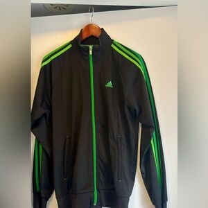 Adidas Men's Black and Green Track Jacket 365 Clima Jacket size medium vintage